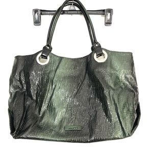 Nine & Co by Nine West Green/Black Croc Tote